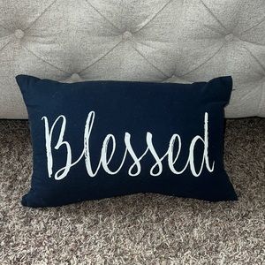 Navy “Blessed” Throw Pillow